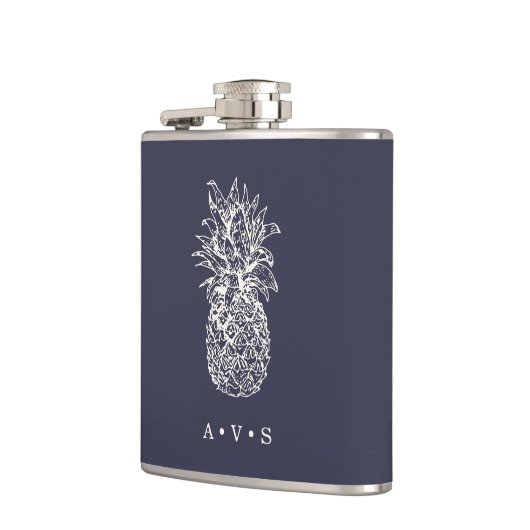 Vintages Ananas Monogramm Flachmann (Links)