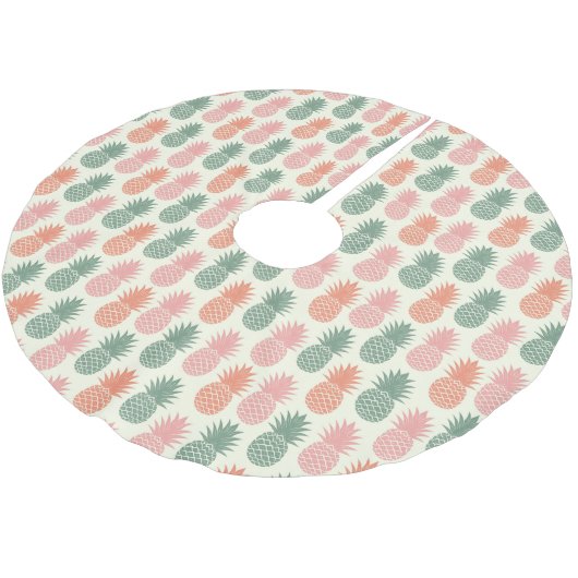 Vintages Ananas Muster 2 Polyester Weihnachtsbaumdecke (Schrägansicht)