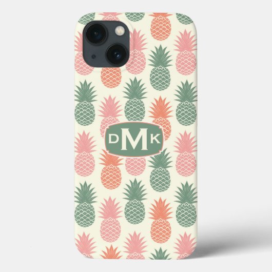Vintages Ananas-Muster | Monogramm Case-Mate iPhone Hülle (Rückseite)