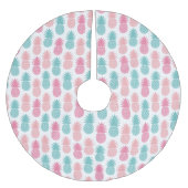Vintages Ananas-Muster| Monogramm Polyester Weihnachtsbaumdecke (Vorderseite)