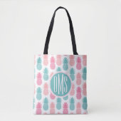 Vintages Ananas-Muster | Monogramm Tasche (Vorderseite)