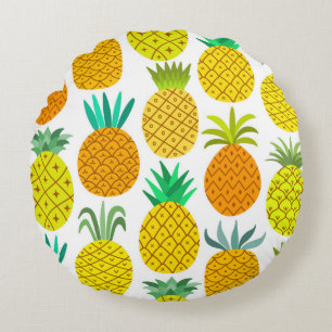 Vintages Ananas nahtloses Muster abgeschieden auf Rundes Kissen