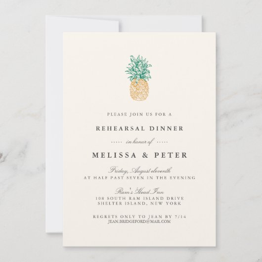 Vintages Ananas Probe Dinner Einladung (Vorderseite)
