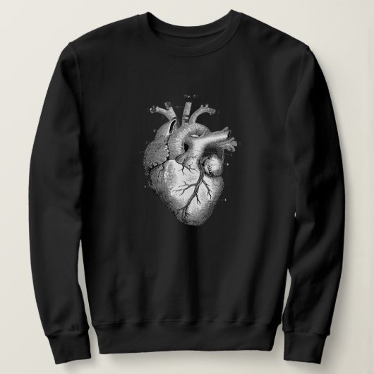 Vintages anatomisches Herz - Schwarzer Pullover (Design vorne)