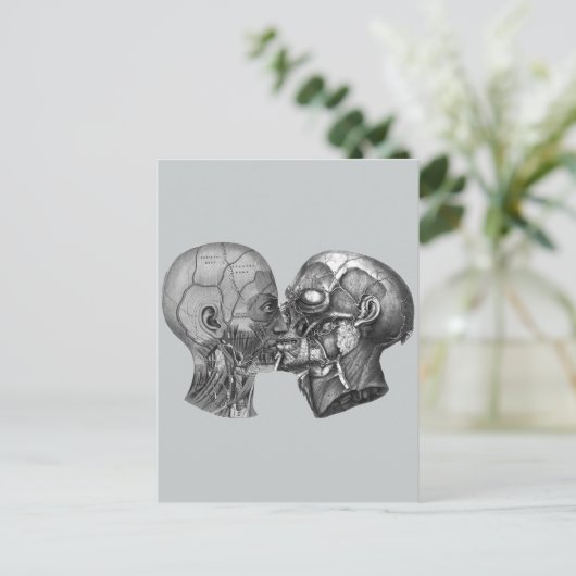 Vintages Anatomisches Küssen Postkarte (Stehend Vorderseite)