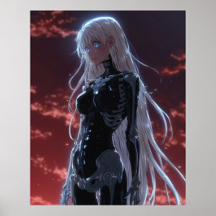 Vintages Anime Style Portrait of a Beautiful Poster