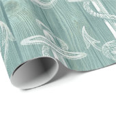 Vintages Anker-Aqua-hölzernes Verpackungs-Papier Geschenkpapier (Rolleneckpunkt)