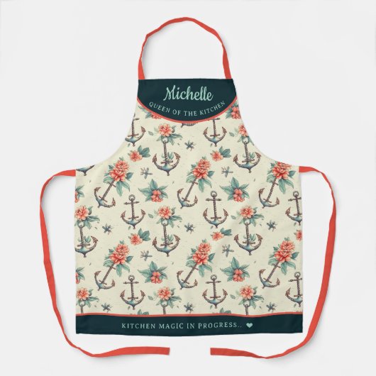 Vintages Ankermuster personalisiert Schürze (Vorderseite)