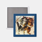 VINTAGES ANTHROPOMORPHISCHES SET VON SKATEN KATZEN MAGNET (Vorderseite/Rückseite)