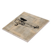 Vintages antikes Flugzeug in Zeitungsschrift Fliese (Seite)