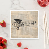 Vintages antikes Flugzeug in Zeitungsschrift Serviette (Beispiel)