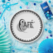 Vintages antikes französisches Café Typografie Pappteller (Party)