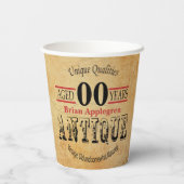 Vintages, antikes Geburtstagsdesign Pappbecher (Rückseite)