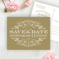 Vintages antikes Gold Save the Date Geblüht