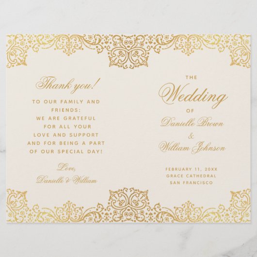 Vintages antikes Goldmedaille-Hochzeitsprogramm fü (Vorderseite)