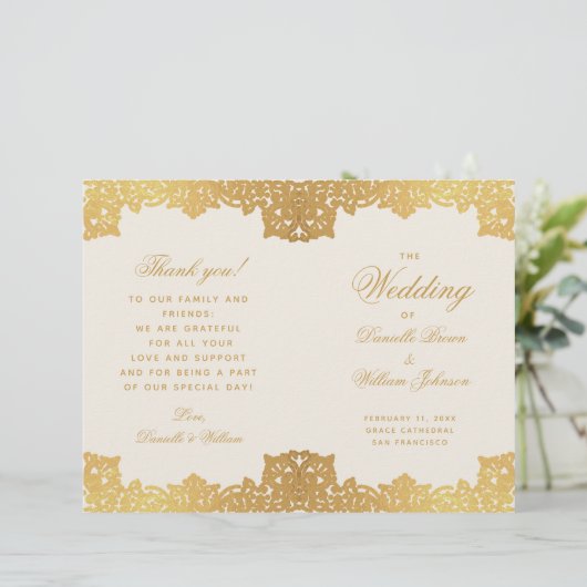 Vintages antikes Goldmedaille-Hochzeitsprogramm fü (Stehend Vorderseite)