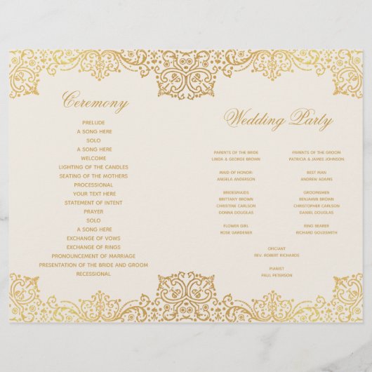 Vintages antikes Goldmedaille-Hochzeitsprogramm fü (Rückseite)