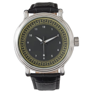 Vintages antikes griechisches Schwarzwoldmuster Armbanduhr