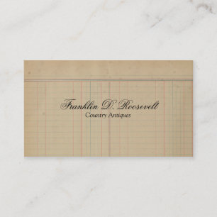 Vintages antikes Hauptbuch Visitenkarte