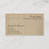 Vintages antikes Hauptbuch Visitenkarte (Rückseite)