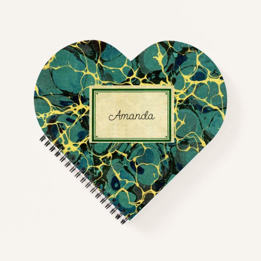 Vintages antikes Marmorpapier und Namensschild Notizblock (Vorderseite)