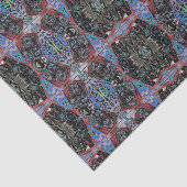 Vintages antikes Muster Blau Rot Decoupage Seidenpapier (Ausschnitt)