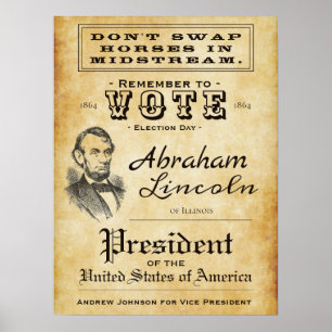 Vintages antikes Plakat der Abraham Lincoln-Kampag