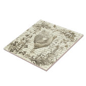 Vintages antikes Rooster Beige Toile Blumenbild Fliese (Seite)