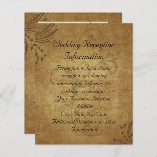 Vintages antikes Teastain Swirl Empfang Karte (Vorne/Hinten)