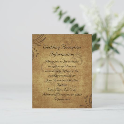 Vintages antikes Teastain Swirl Empfang Karte (Stehend Vorderseite)