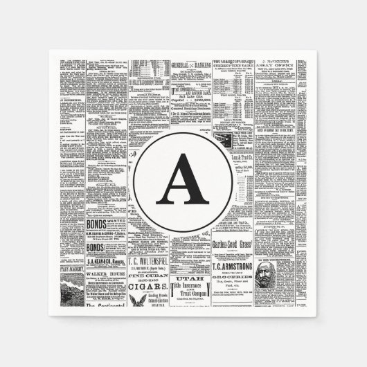 Vintages Antiquitätenmonogramm Serviette (Vorderseite)