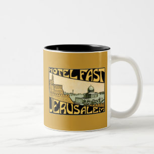 Vintages Anzeige Hotel fasten Jerusalem Zweifarbige Tasse