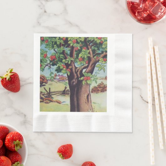 Vintages Apfelbaum-Wiesenfeld Serviette (Beispiel)