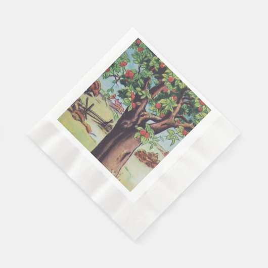 Vintages Apfelbaum-Wiesenfeld Serviette (Ecke)