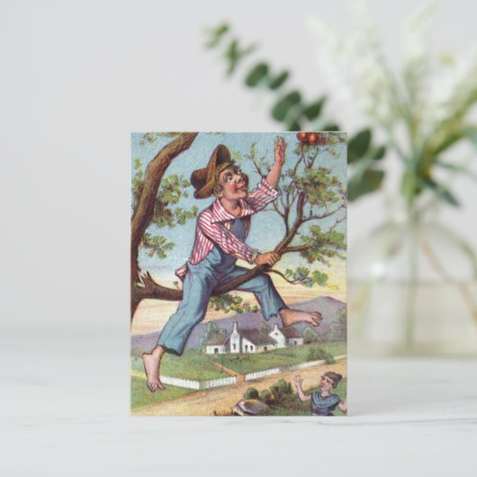 Vintages Apfelpicken Postkarte (Stehend Vorderseite)