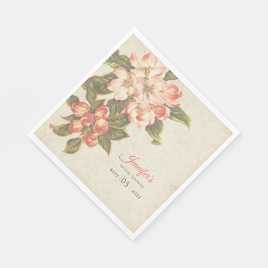 Vintages Apple Blossom Brautparty Serviette (Ecke)