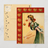 Vintages Apple Bobbing Halloween Postkarte (Vorne/Hinten)