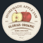 Vintages Apple Fruit-Konfitüre, kundenspezifisches Runder Aufkleber<br><div class="desc">Aktualisieren Sie Ihre Marke mit diesen individuellen Apple-Etiketten. Entdecken Sie die perfekte Finishing-Touch für Ihre köstlichen Kreationen mit diesen individuell anpassbaren Apfelmarken. Ob hausgemachte Apfelkonfitüre, Apfelfruchtsaft, Gelee, Kuchen, Kuchen, Kuchen und Getränke, diese Etiketten sind darauf ausgerichtet, Ihren kleinen Geschäftsprodukten eine Touch Eleganz zu verleihen. Diese bearbeitbaren Label-Vorlagen ermöglichen Ihnen eine...</div>