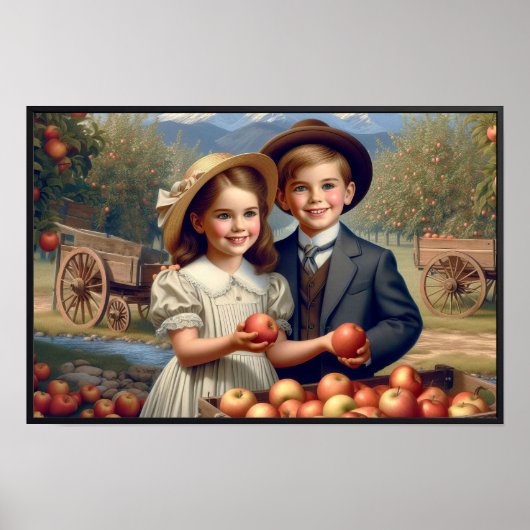 Vintages Apple Harvest Children Poster (Vorne)