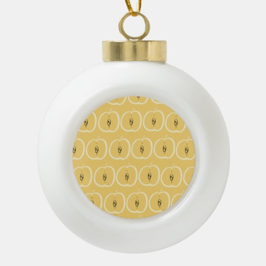 Vintages Apple-Muster: Hintergrundbild. Keramik Kugel-Ornament (Vorderseite)