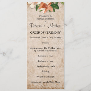 Vintages Apricot Lilies Hochzeitsprogramm Programm