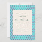 Vintages Aqua Blue Lines Muster Brautparty Einladung (Vorderseite)