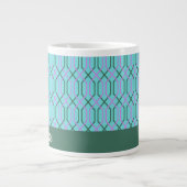 Vintages Aqua Blue Lines Muster Personalisiert Jumbo-Tasse (Vorderseite)