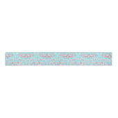Vintages Aqua-Blue-Toile de jouy Monogram Ripsband (Vorderseite)