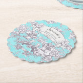 Vintages Aqua-Blue-Toile de jouy Monogram Untersetzer (angewinkelt)