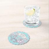 Vintages Aqua-Blue-Toile de jouy Monogram Untersetzer (Vor Ort)