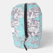 Vintages Aqua-Blue-Toile de jouy Monogram Waschbeutel (Rechts)
