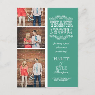 VINTAGES Aqua & White Vielen Dank Foto Post Card Postkarte