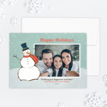 Vintages Aqua Winter Snowman Happy Holidays Foto