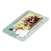 Vintages Aqua Winter Snowman Happy Holidays Foto Magnet (Linke Seite)